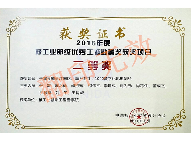 核工業部級二等獎